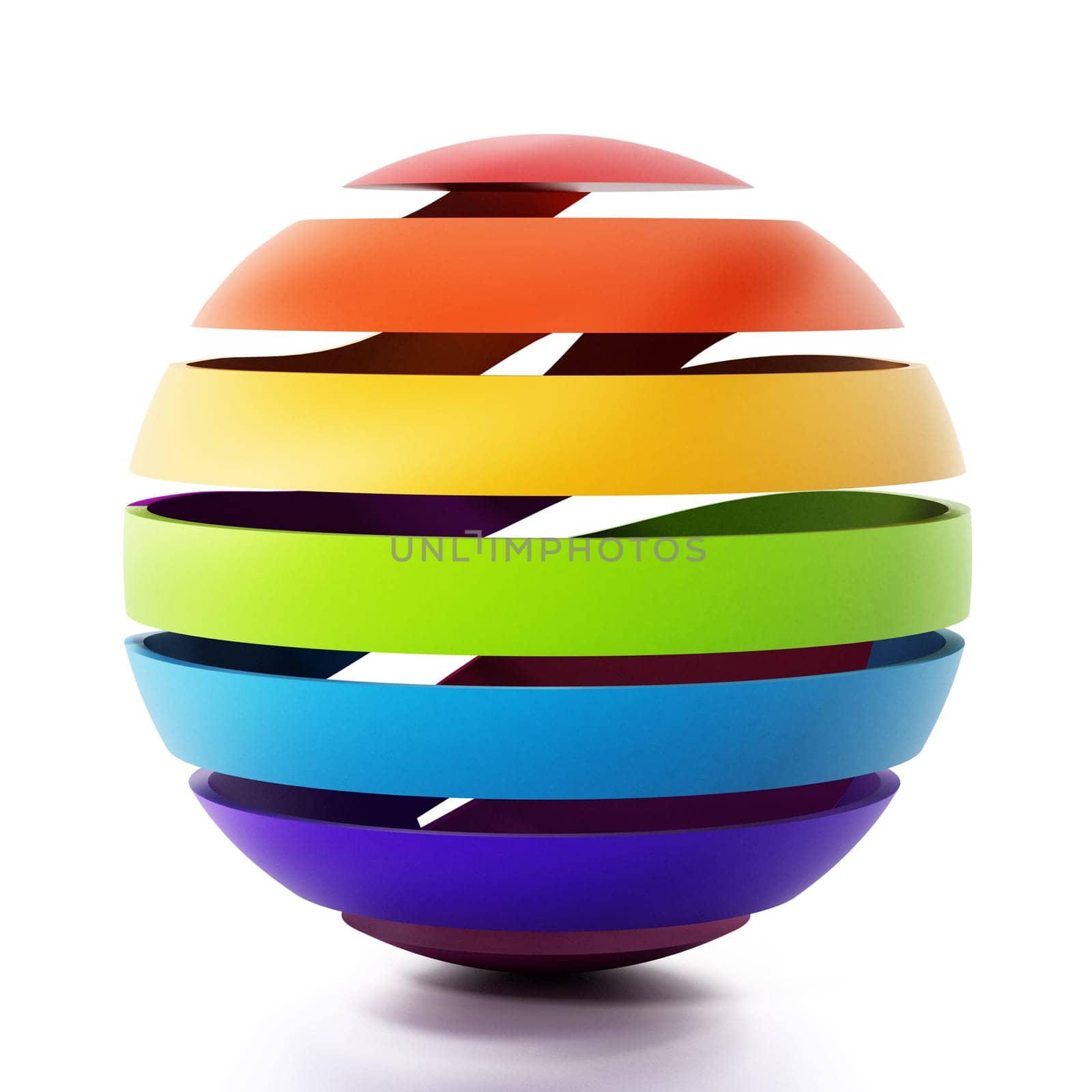 Multi colored sphere isolated on white background. 3D illustration.