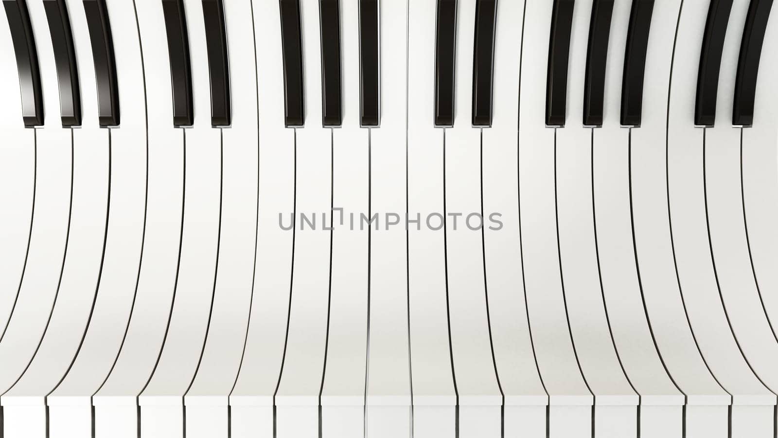 Black and white abstract piano keys background. 3D illustration.