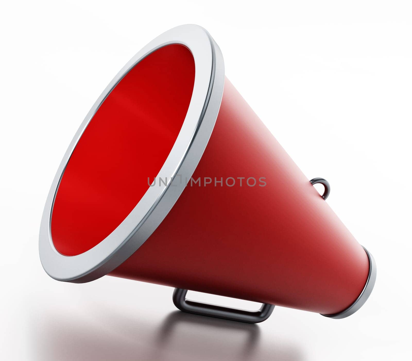 Orange megaphone with RSS text isolated on white background. 3D illustration.