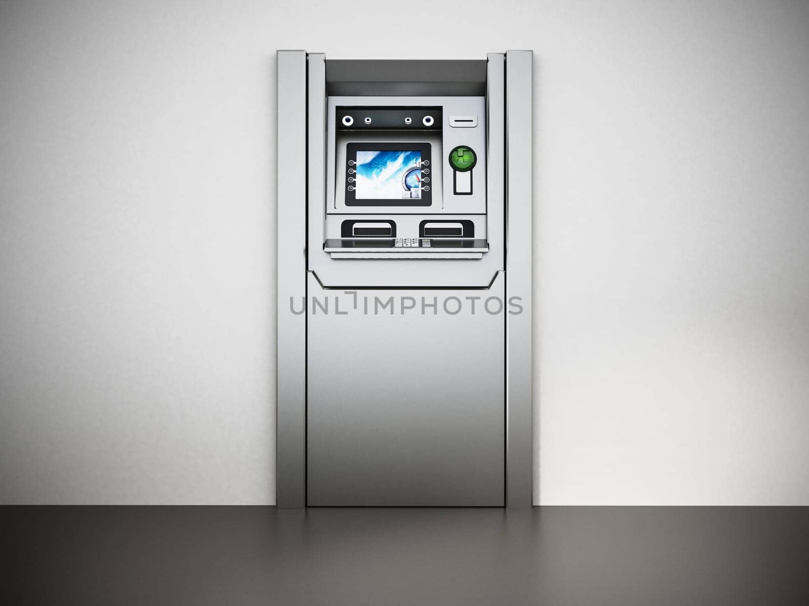 Generic ATM or Automated Teller Machine. 3D illustration.