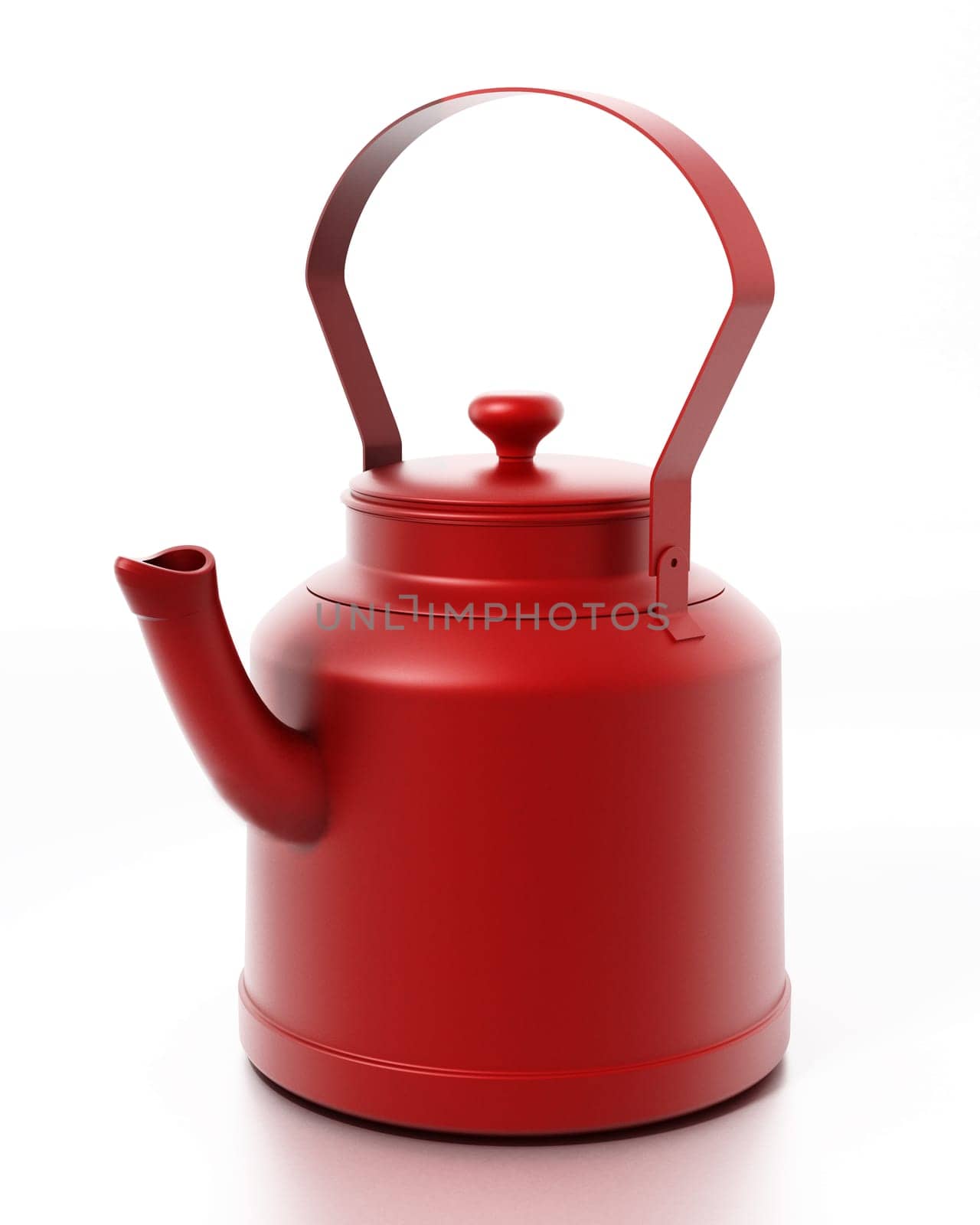 Red vintage teapot isolated on white background. 3D illustration.