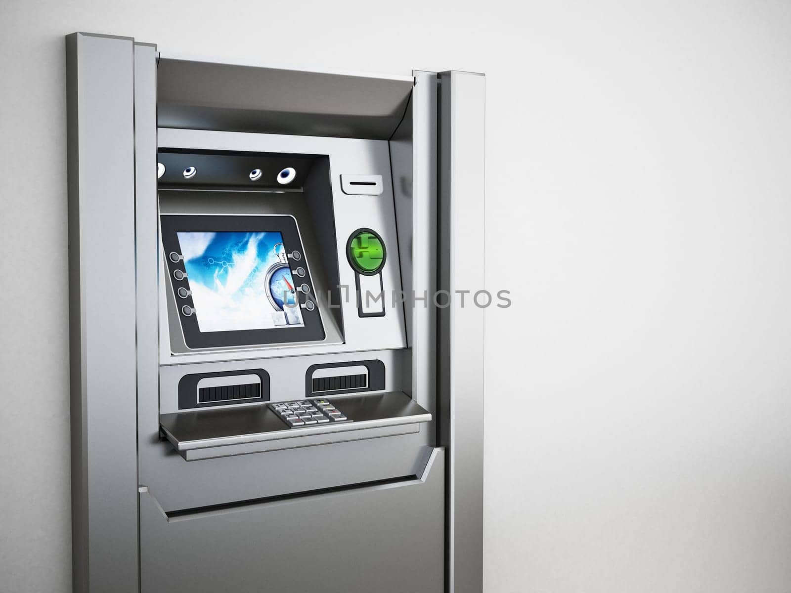 Generic ATM or Automated Teller Machine. 3D illustration.