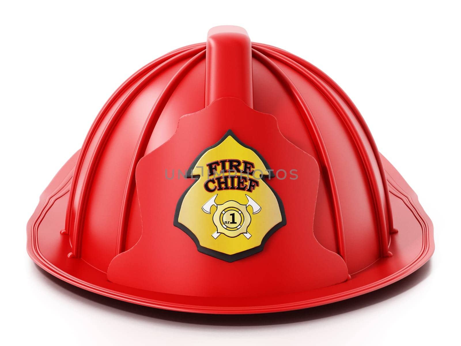 Fireman hat isolated on white background. 3D illustration.