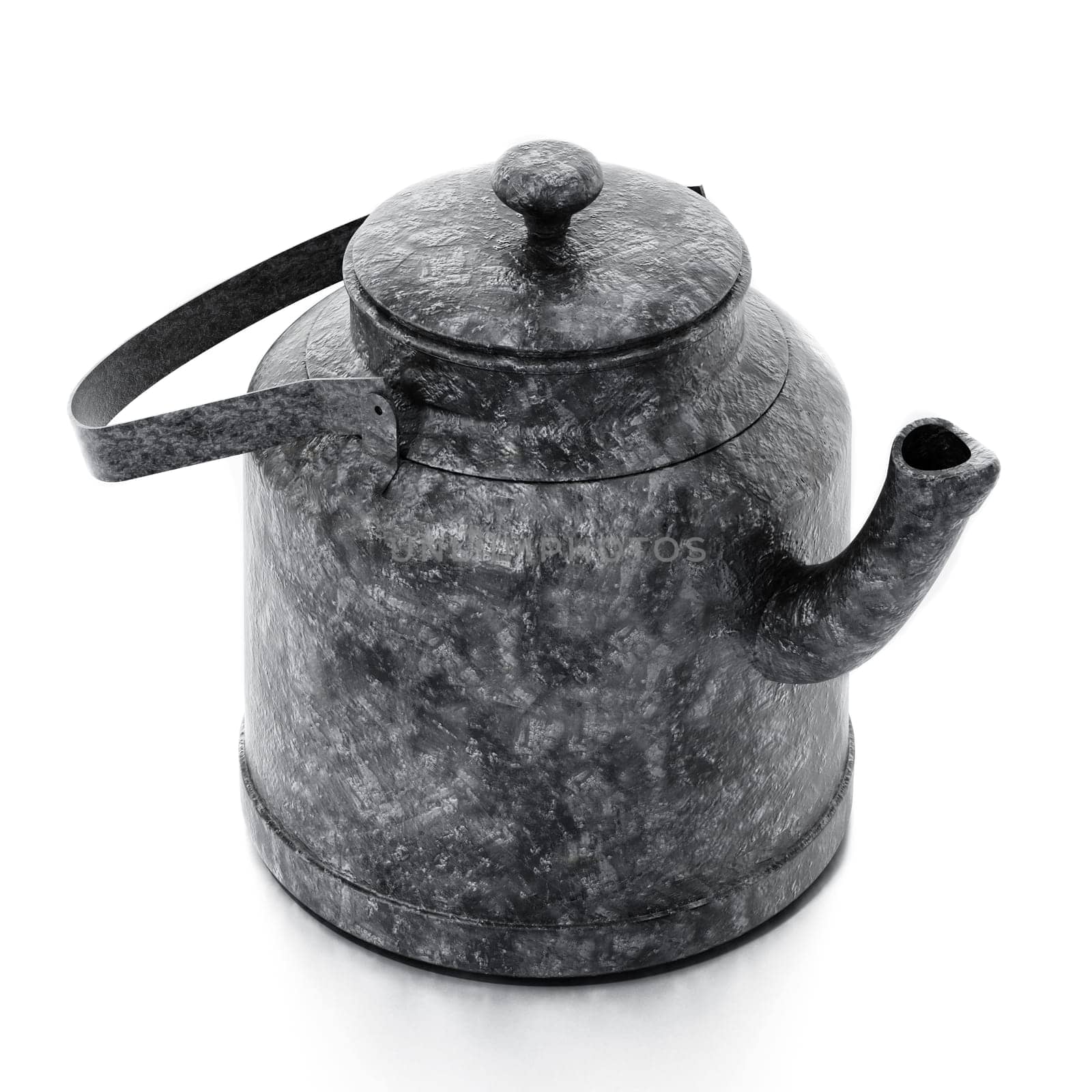Old, vintage teapot isolated on white background. 3D illustration.