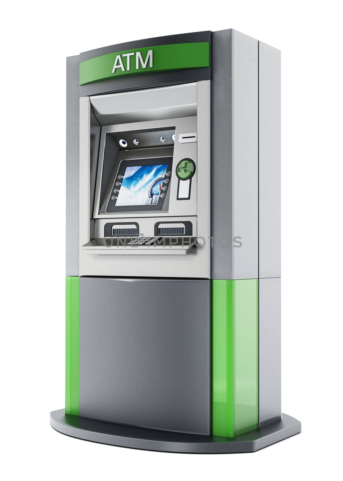 Generic ATM or Automated Teller Machine. 3D illustration.