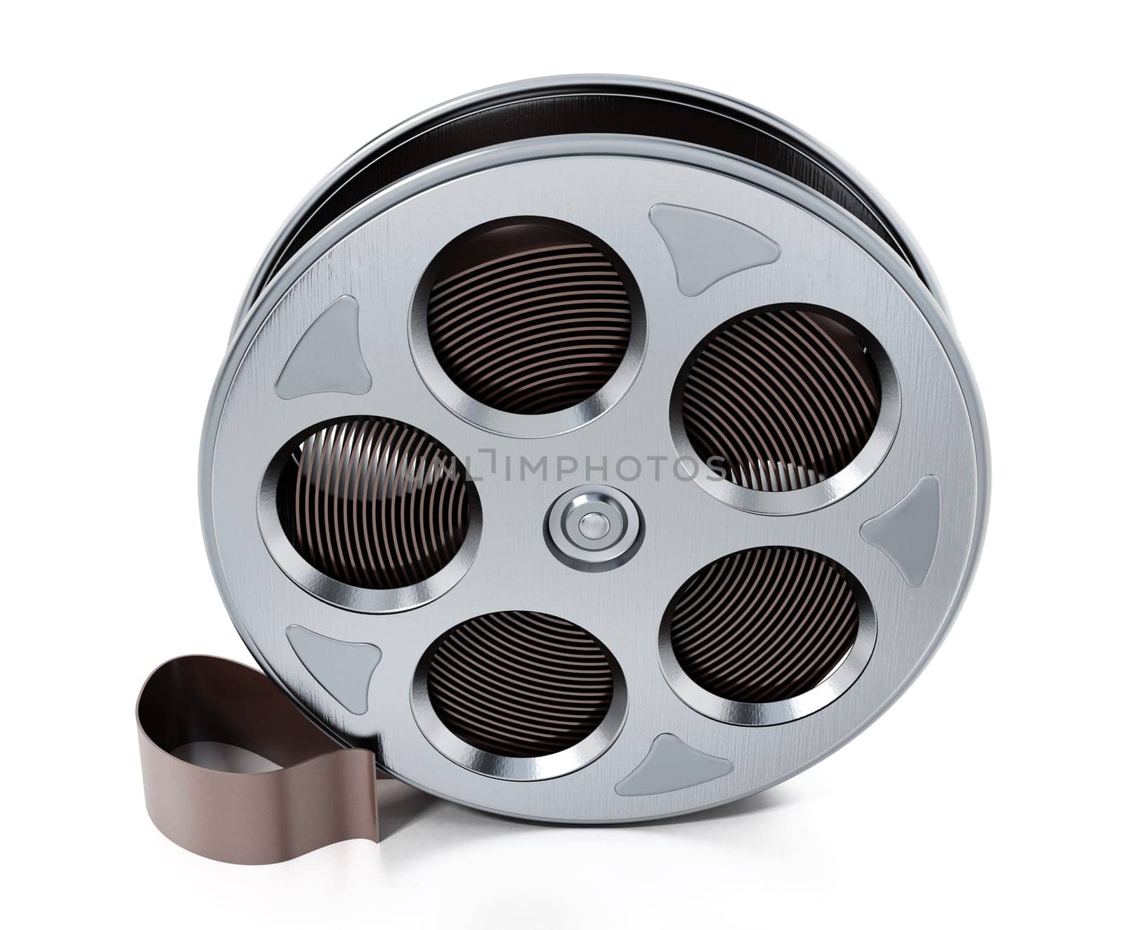 Film reel isolated on white background. 3D illustration.