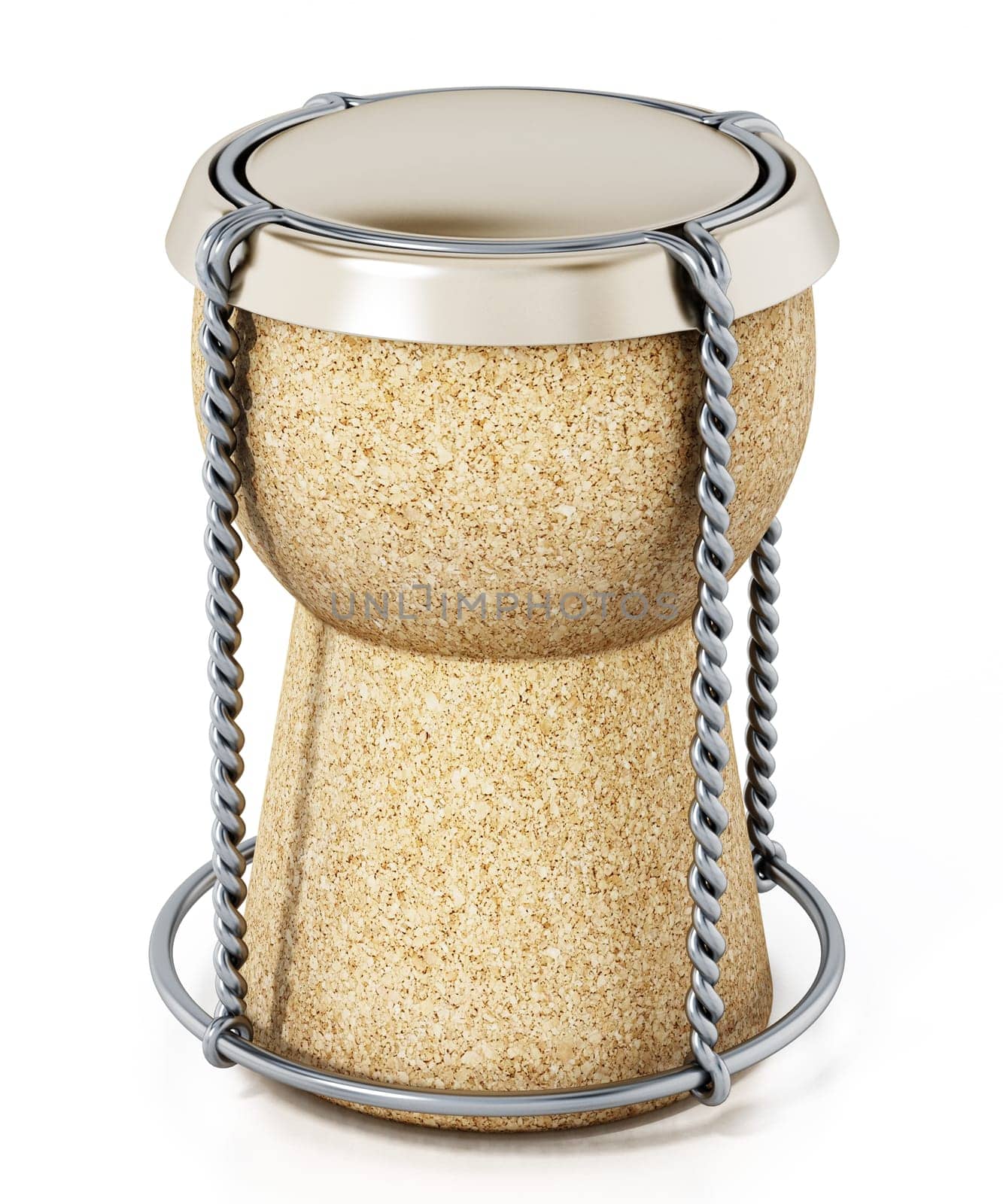 Champagne cork isolated on white background. 3D illustration.