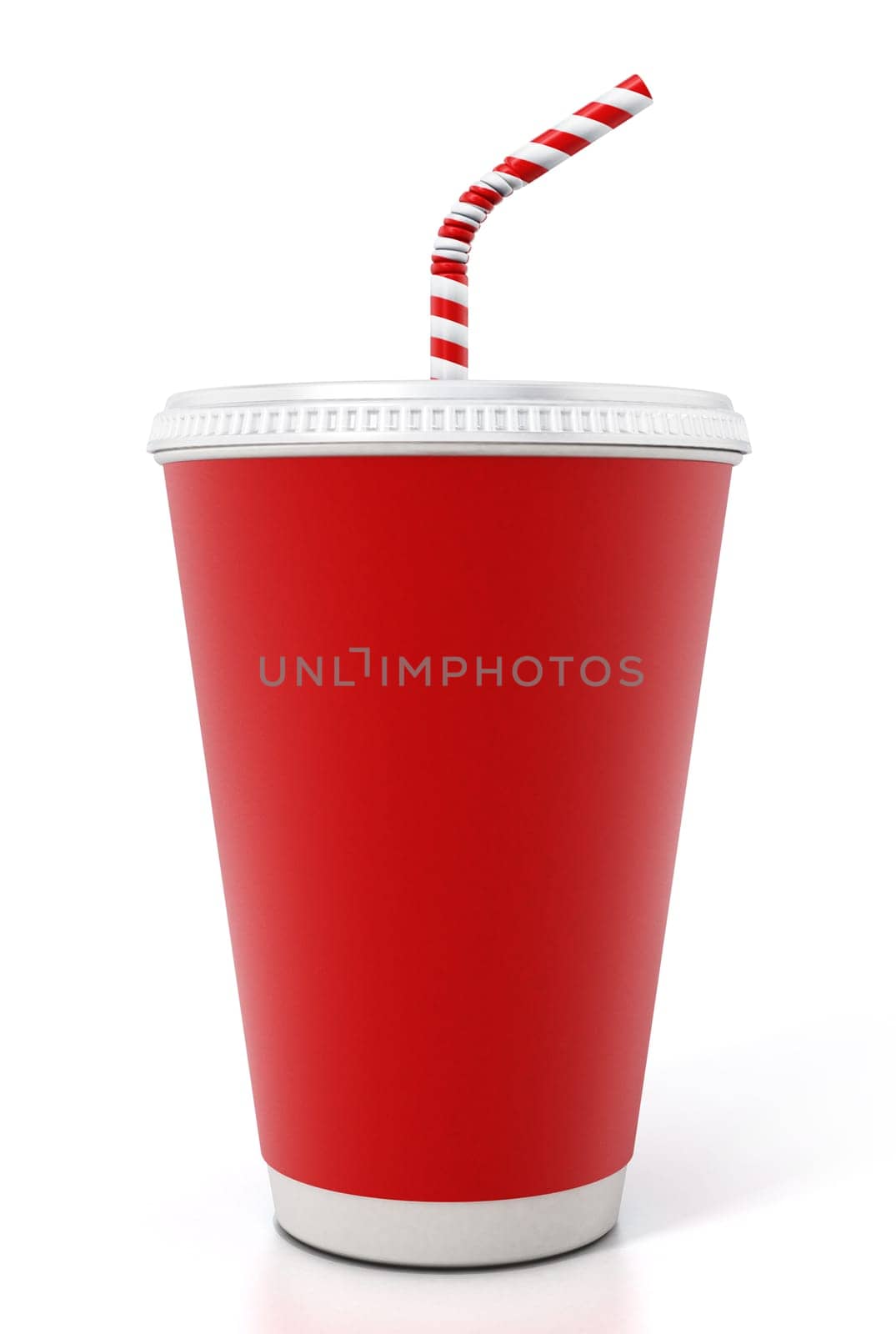 Paper soda cup isolated on white background. 3D illustration.