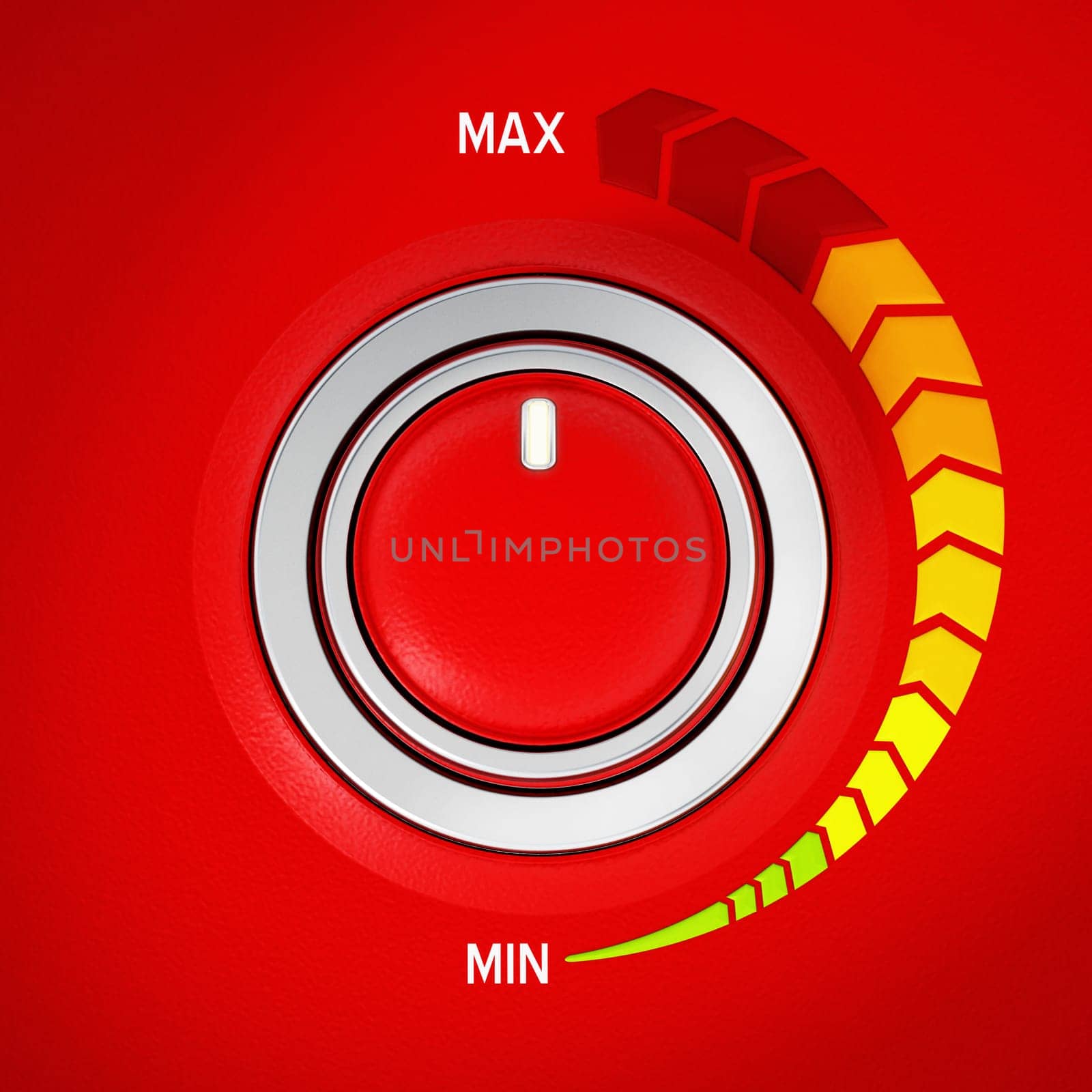 Vintage style red metal control knob. 3D illustration.