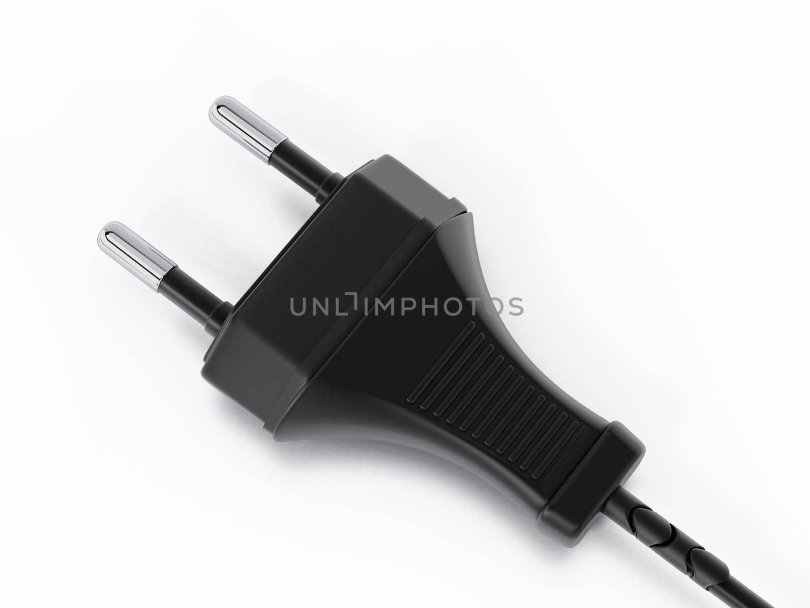 Type C Europe electric plug isolated on white background. 3D illustration.