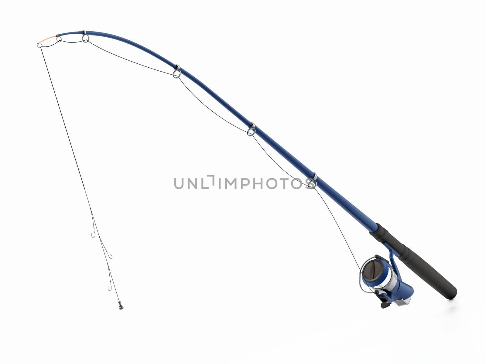 Fishing rod isolated on white background. 3D illustration.