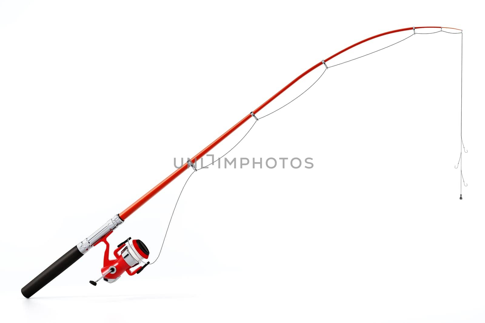 Fishing rod isolated on white background. 3D illustration.