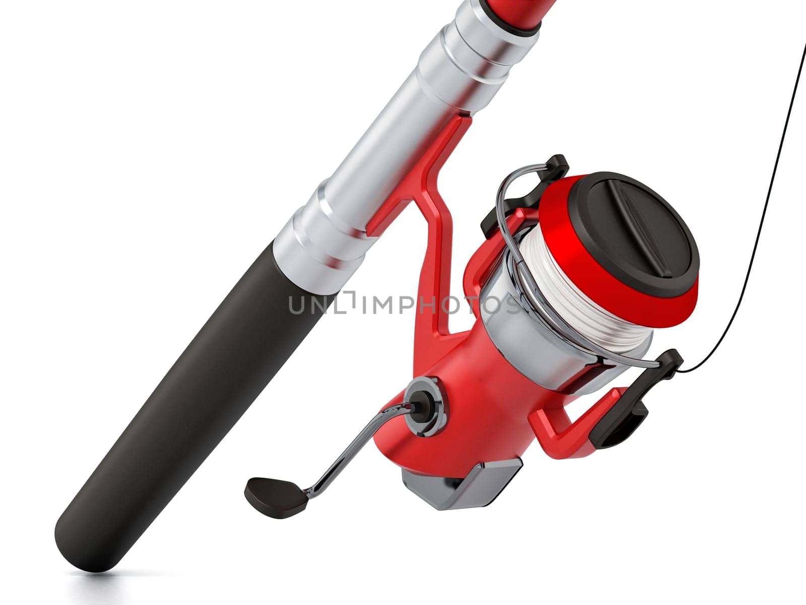 Fishing rod isolated on white background. 3D illustration.