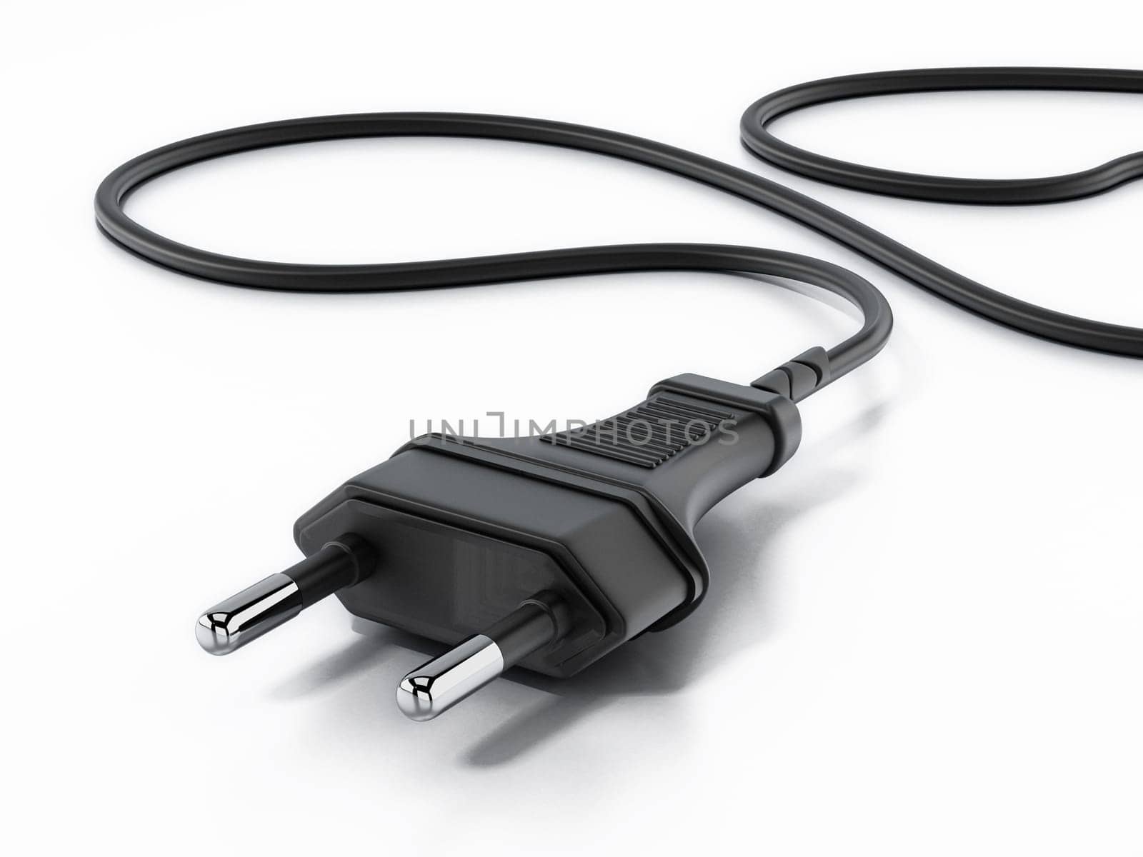 Type C Europe electric plug isolated on white background. 3D illustration.