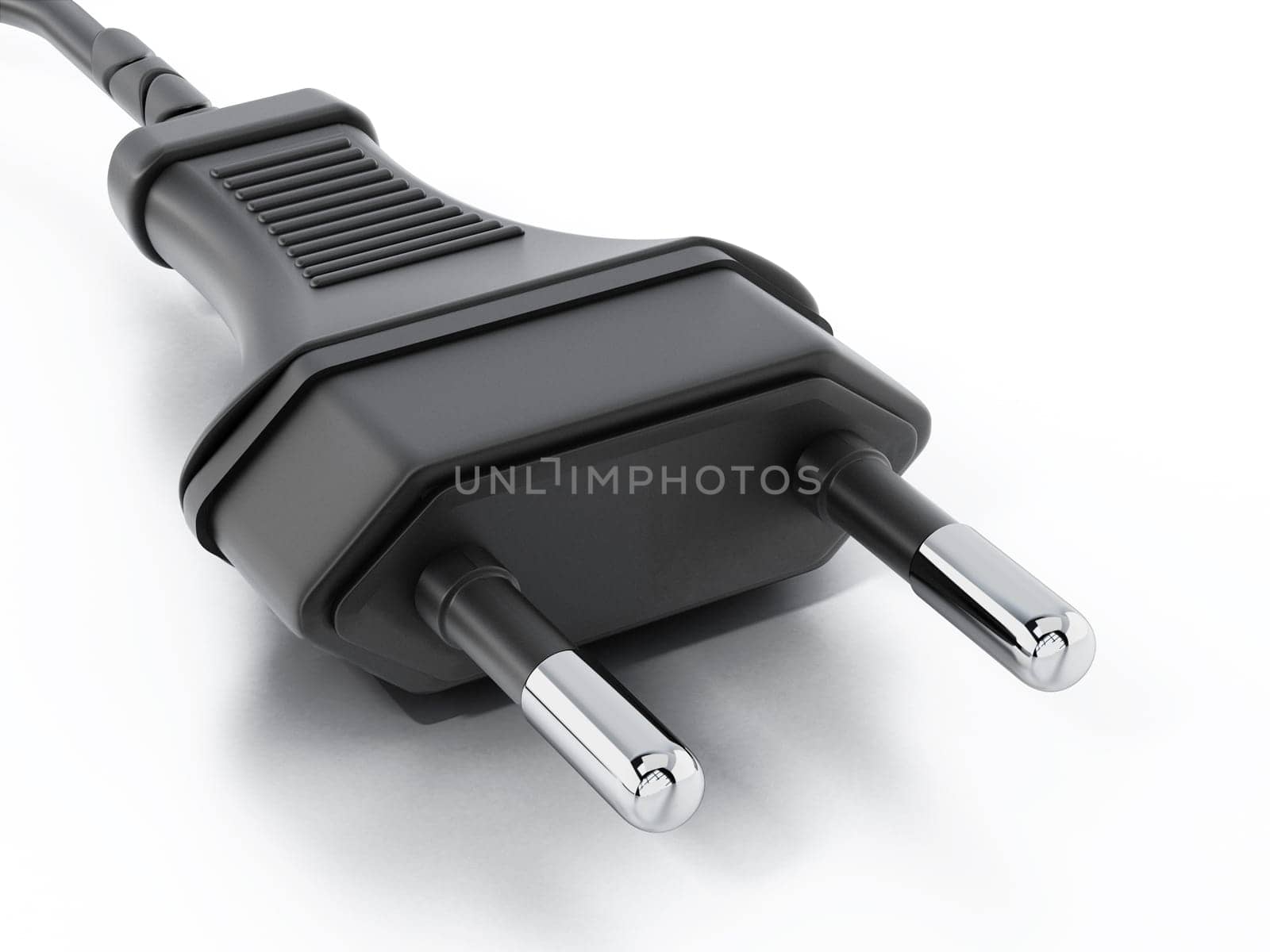 Type C Europe electric plug isolated on white background. 3D illustration.