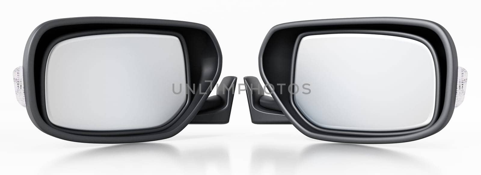 Car side mirrors isolated on white background. 3D illustration.