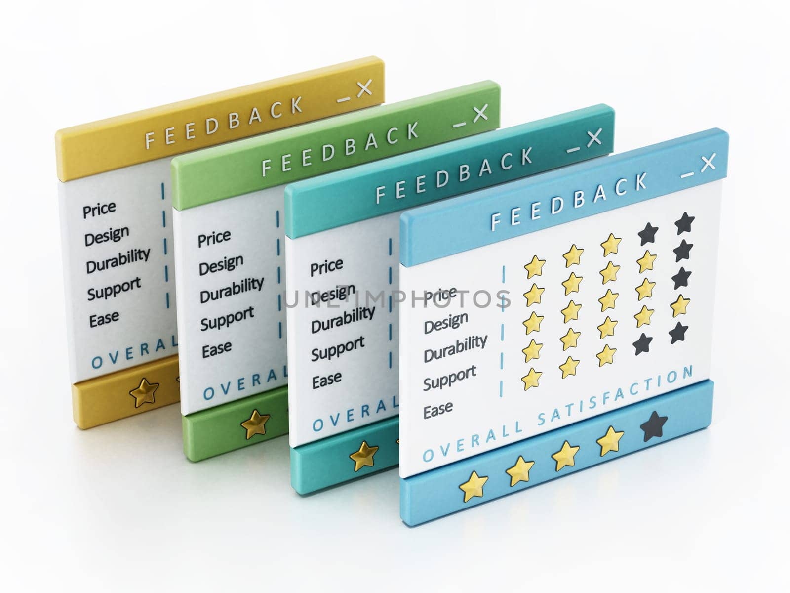 Customer satisfaction surveys isolated on white background. 3D illustration.