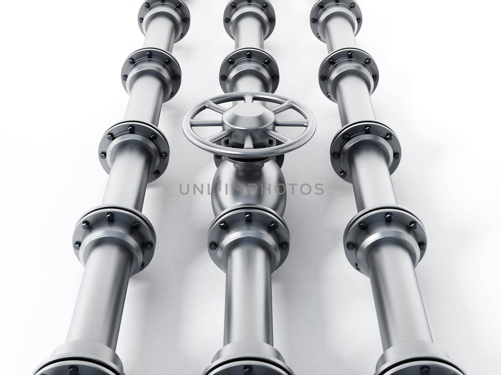 Oil pipeline isolated on white background. 3D illustration.