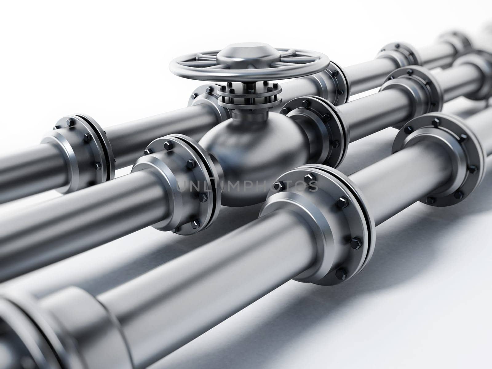 Oil pipeline isolated on white background. 3D illustration.