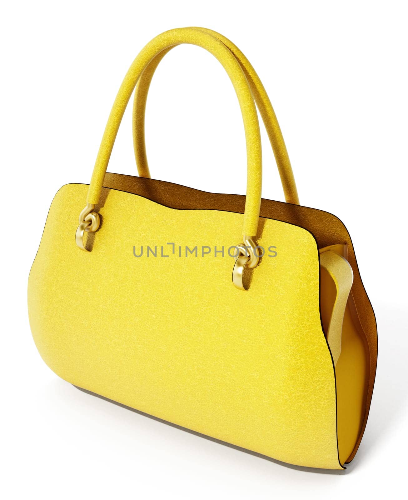 Yellow handbag isolated on white background. 3D illustration.
