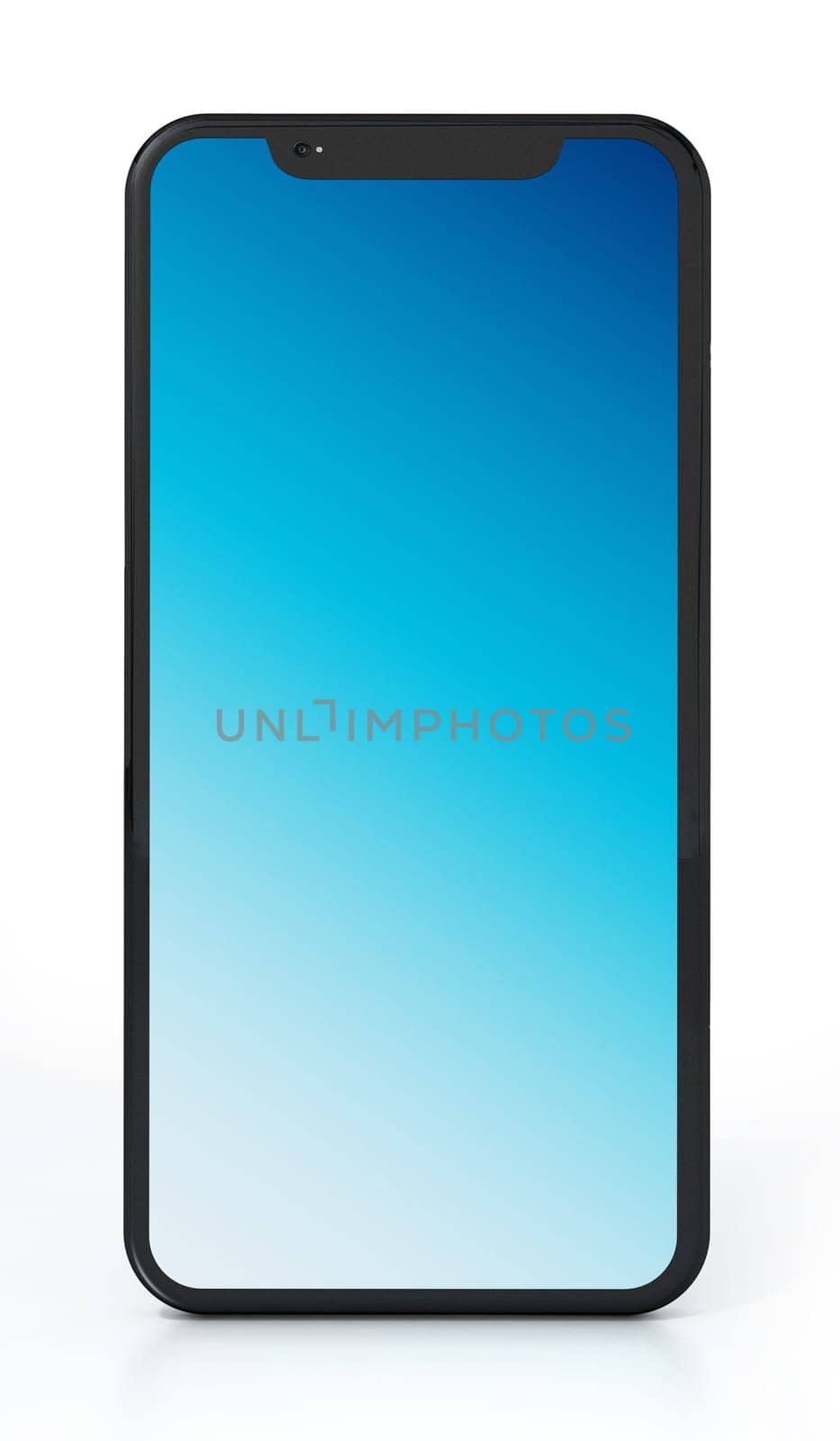 Up to date full screen smartphone isolated on white background. 3D illustration.