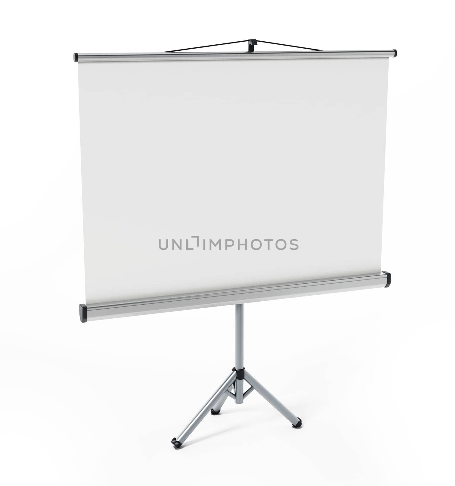 Projection screen isolated on white background. 3D illustration.