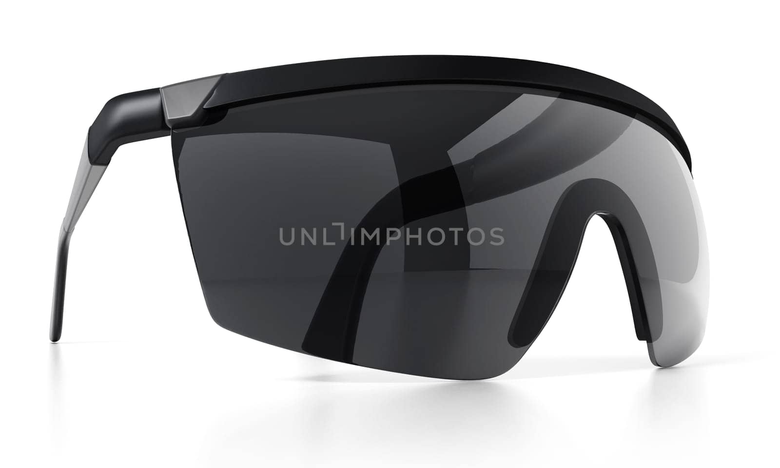 Black ski glasses or sunglasses isolated on white background. 3D illustration.