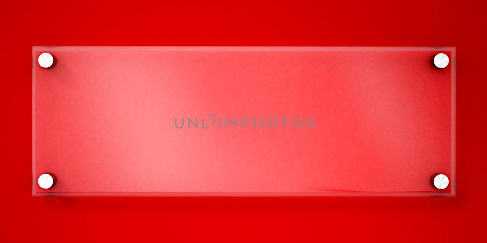 Acrylic office door sign or plate on the wall. 3D illustration.