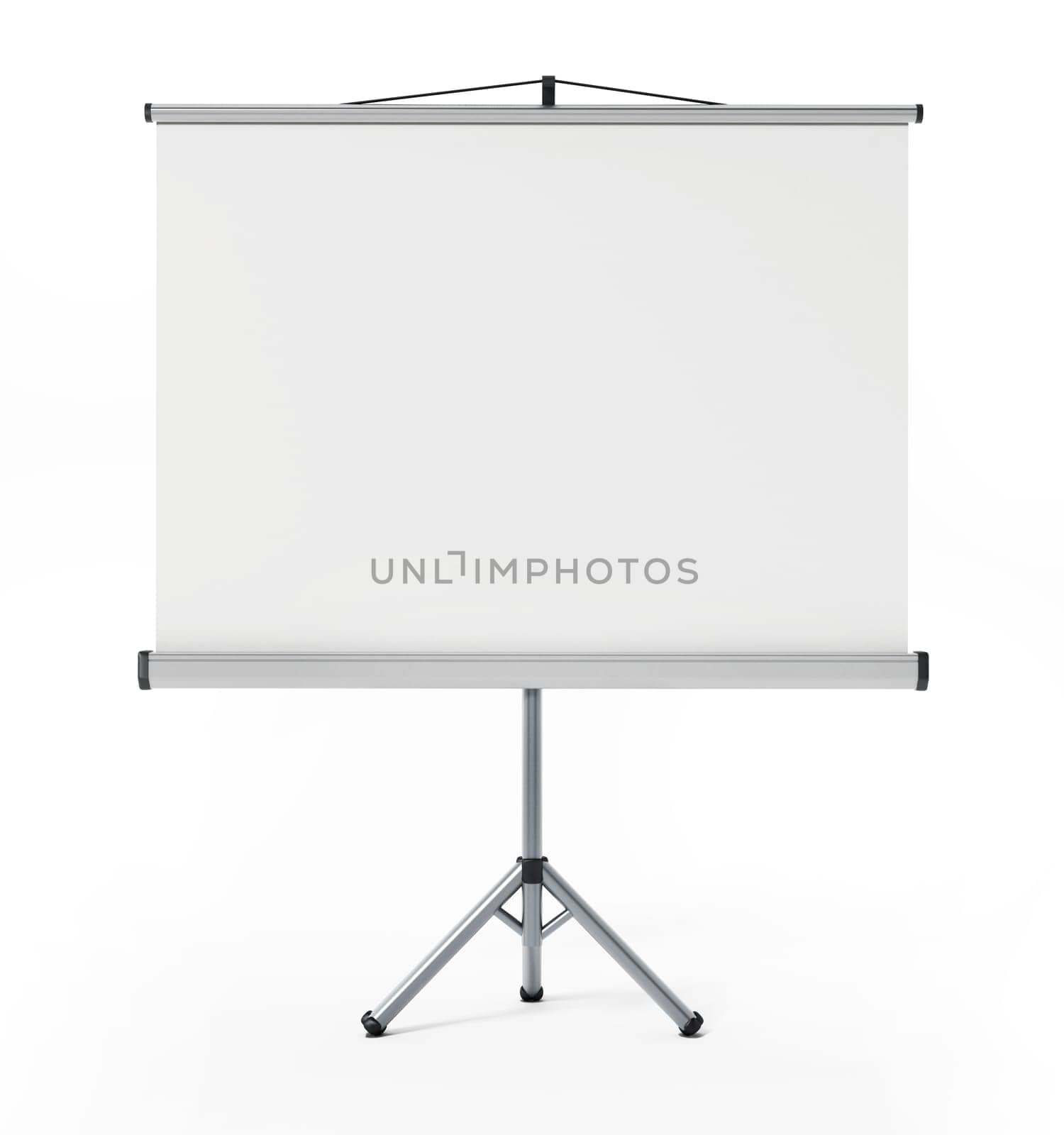 Projection screen isolated on white background. 3D illustration.