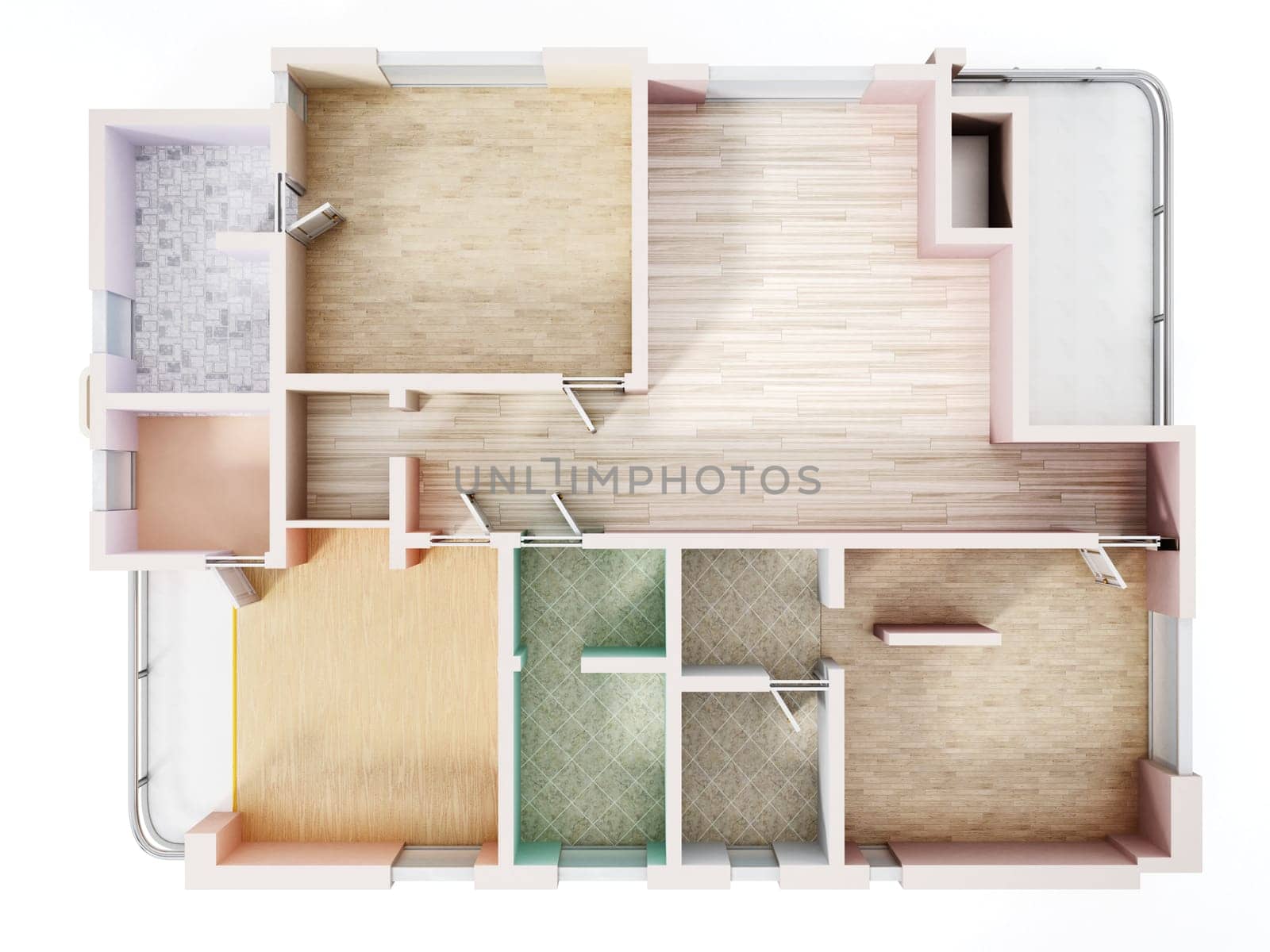 3D visualisation of a luxurious flat. 3D illustration.
