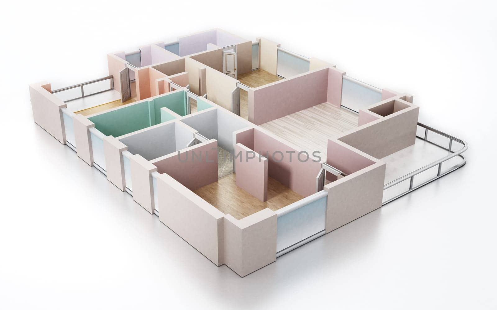 3D visualisation of a luxurious flat. 3D illustration.