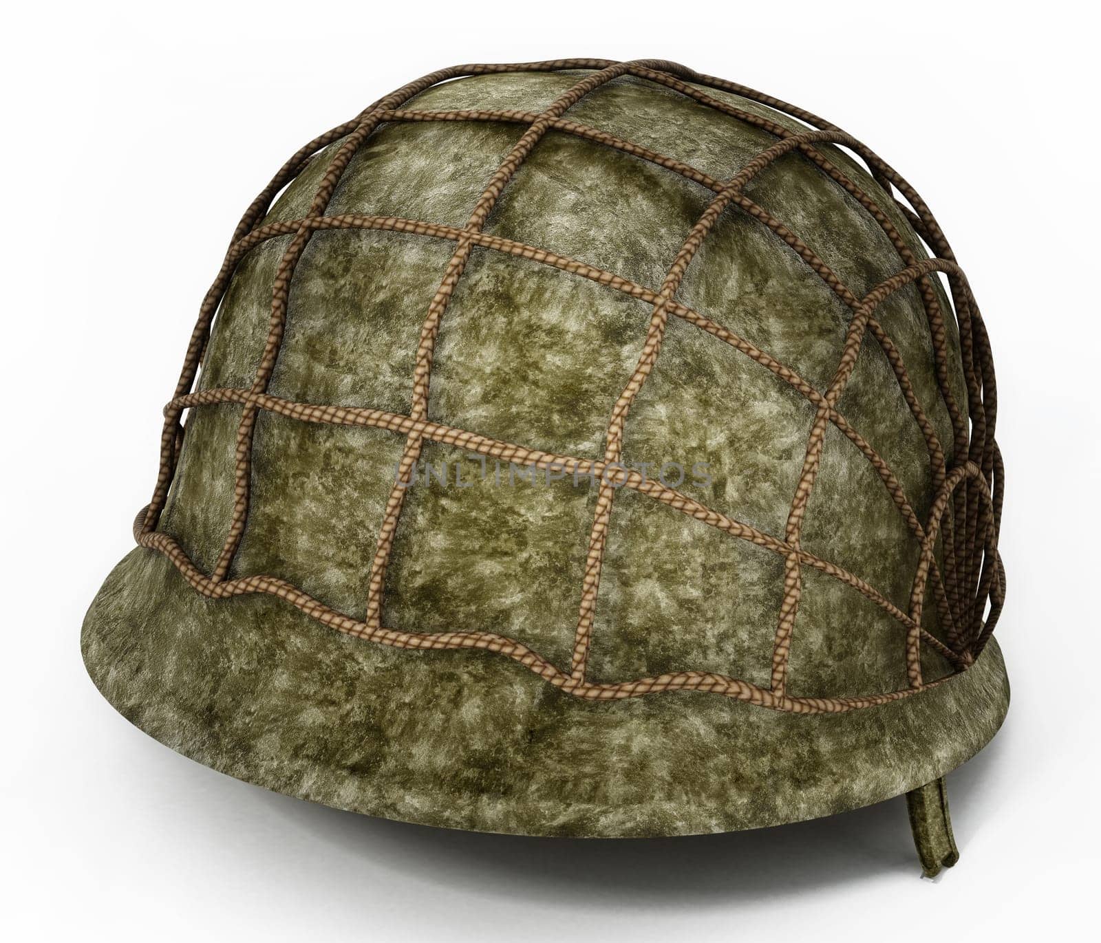 World War II helmet isolated on white background. 3D illustration.