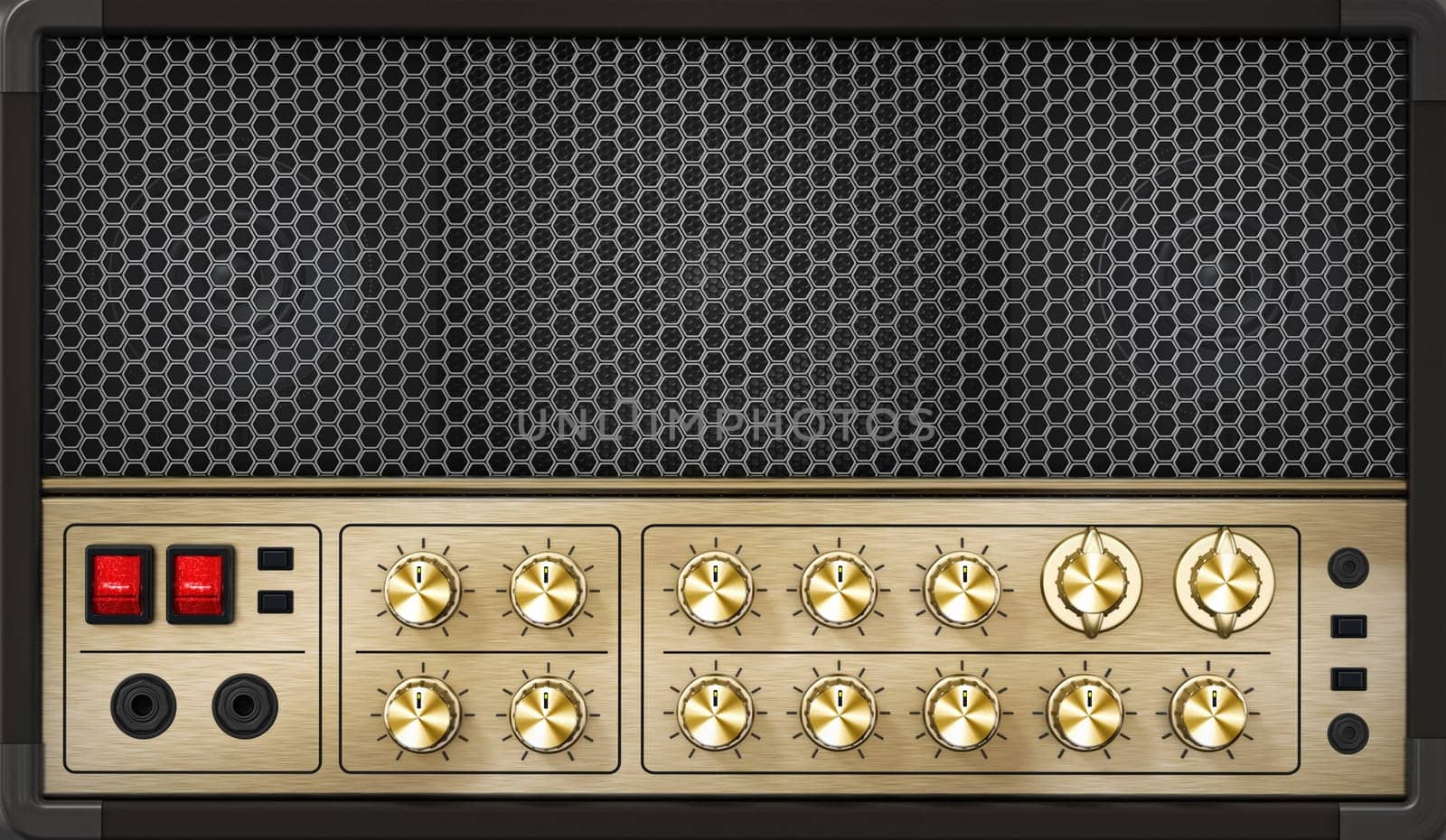 Generic vintage feel guitar amplifier. 3D illustration.