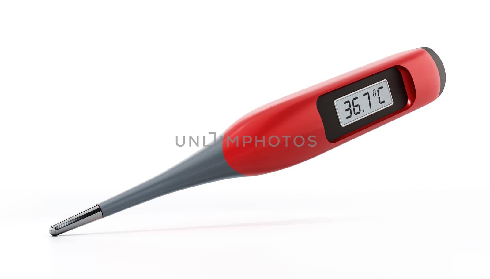 Digital thermometer isolated on white background. 3D illustration.