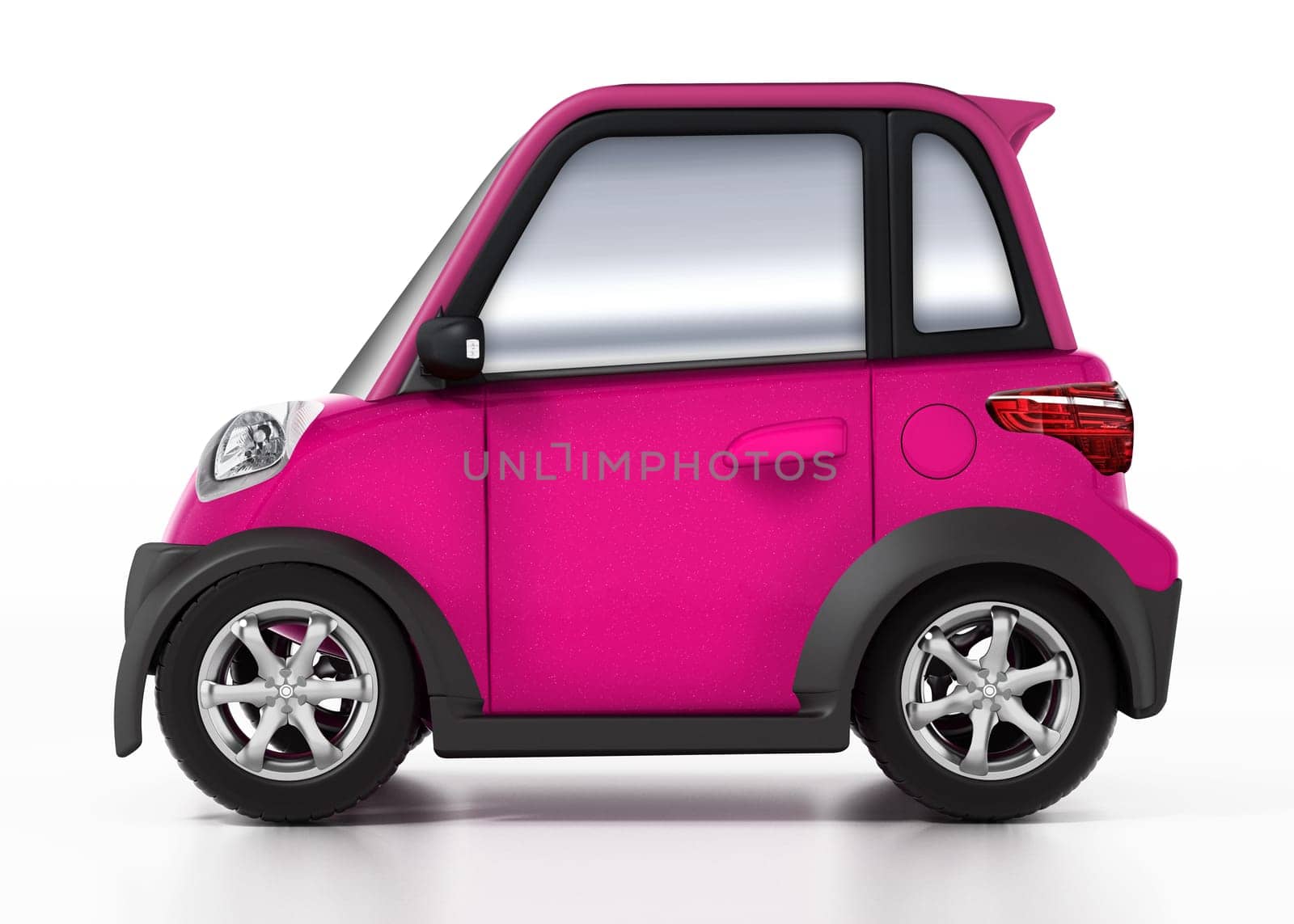Small cute car isolated on white background. 3D illustration.