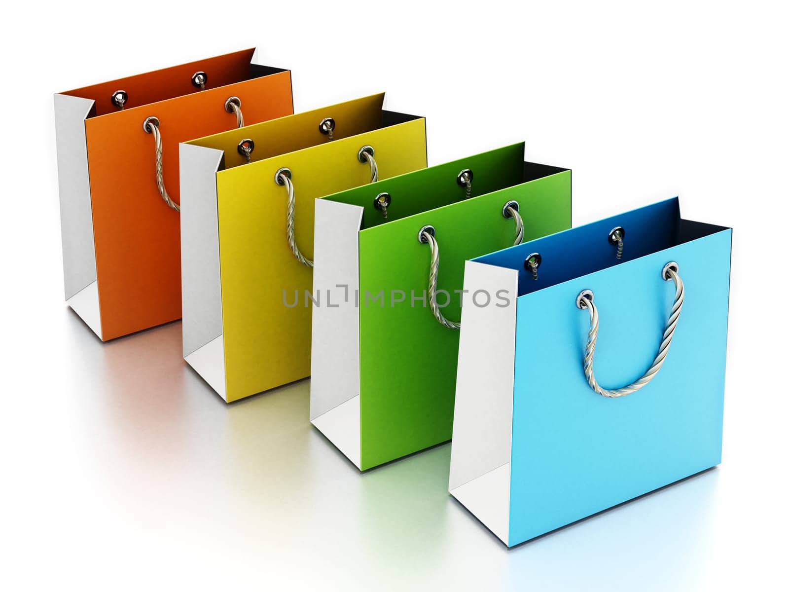 Colorful shopping bag isolated on white background. 3D illustration.