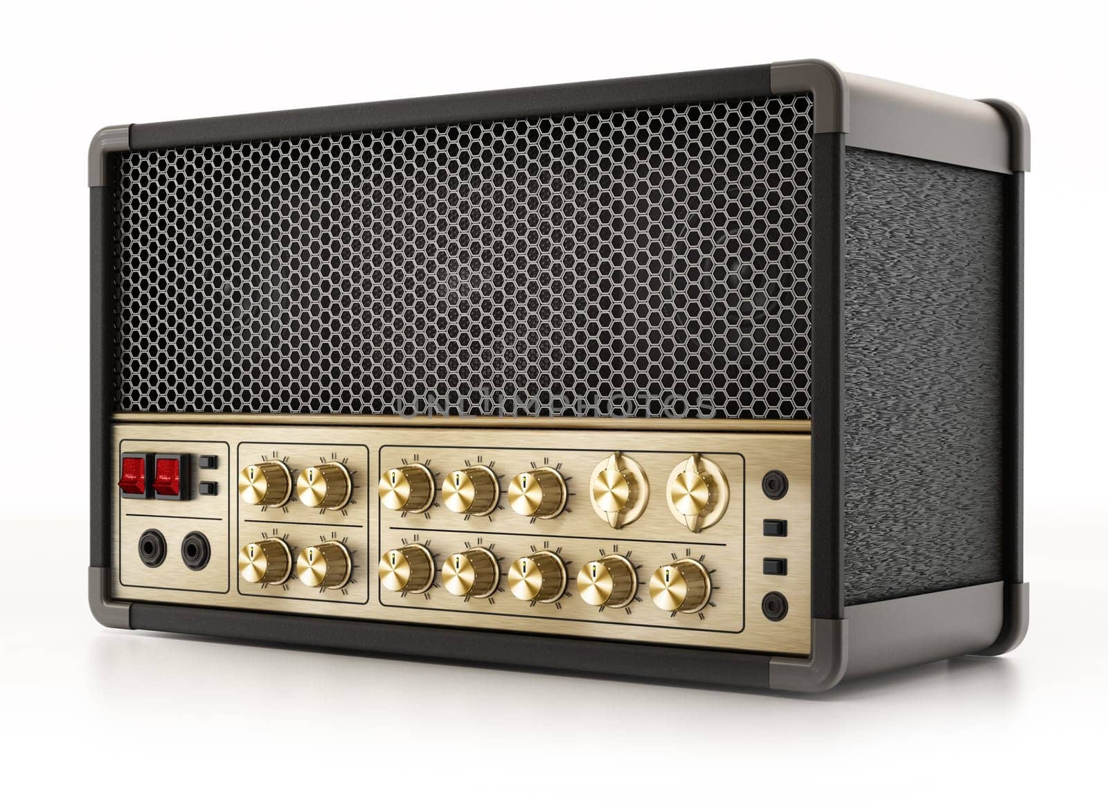Generic guitar amplifier isolated on white background. 3D illustration.