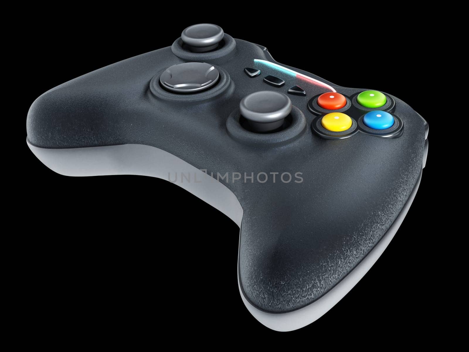 Generic game controller isolated on black background. 3D illustration.