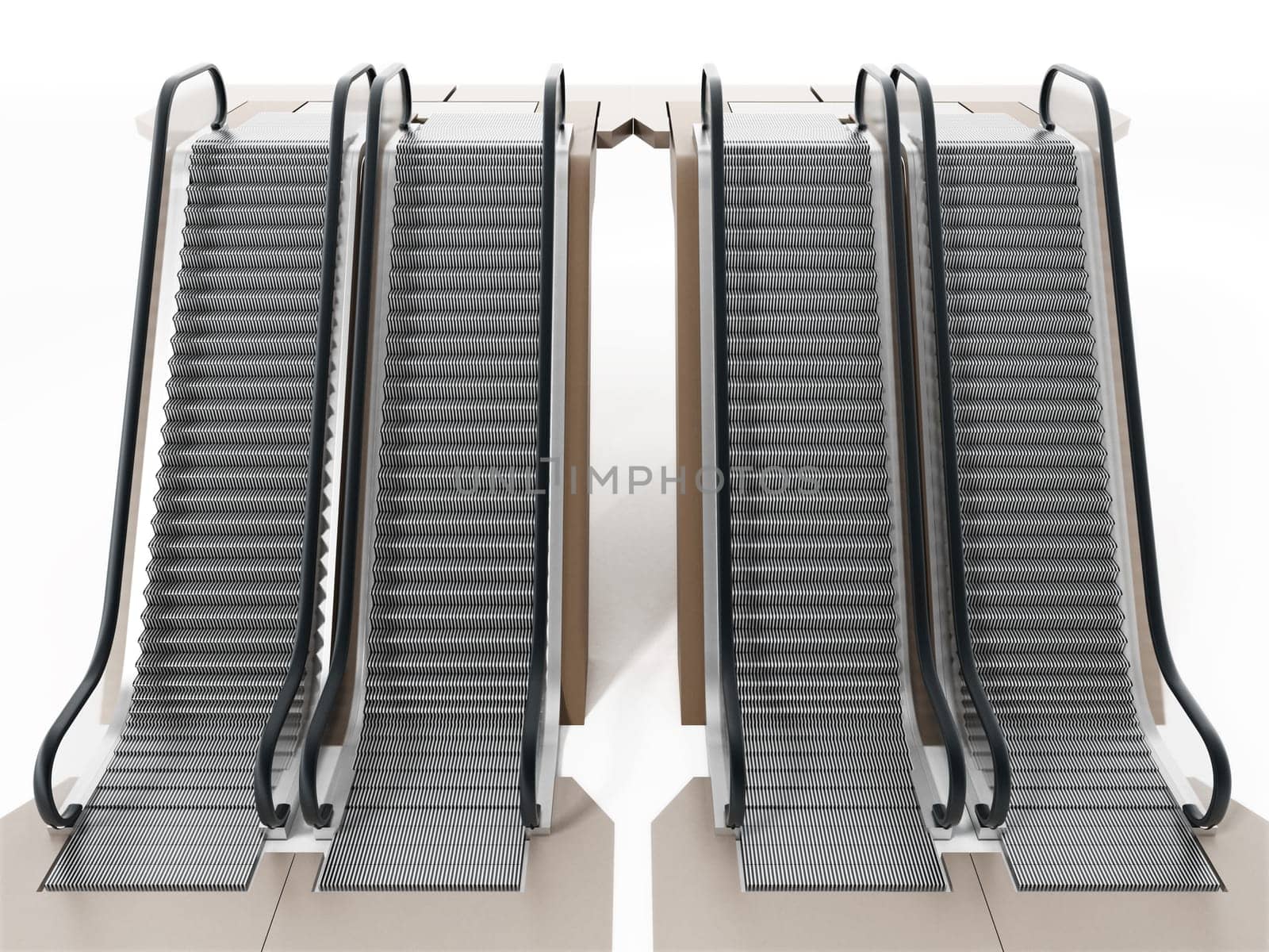Escalator isolated on white background. 3D illustration.