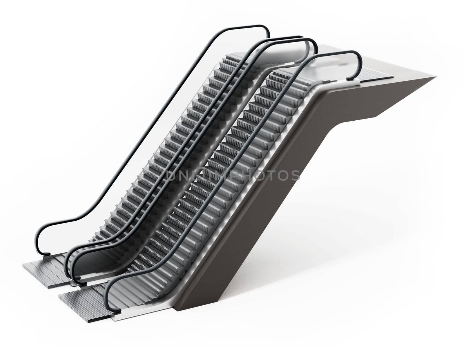 Escalator isolated on white background. 3D illustration.