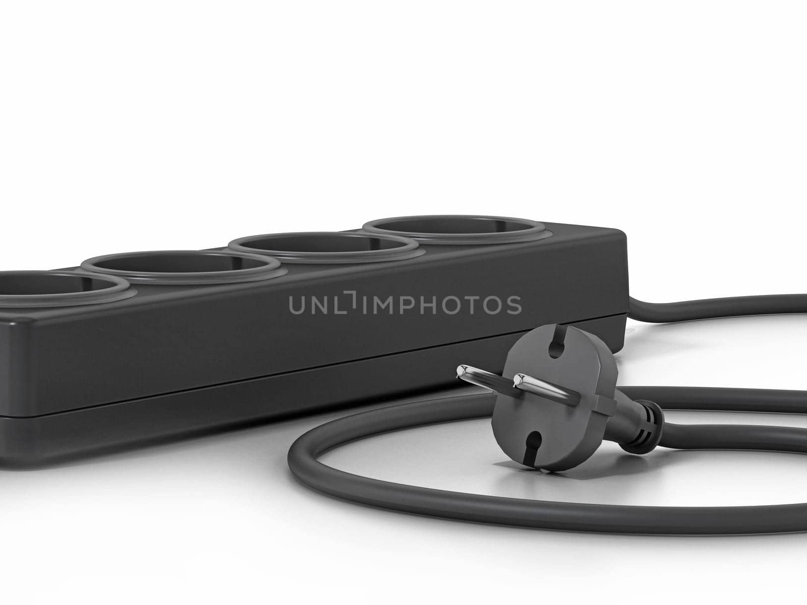 Electric plug isolated on white background. 3D illustration.