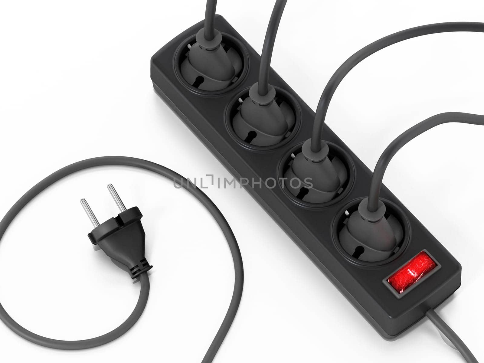 Electric plug isolated on white background. 3D illustration.