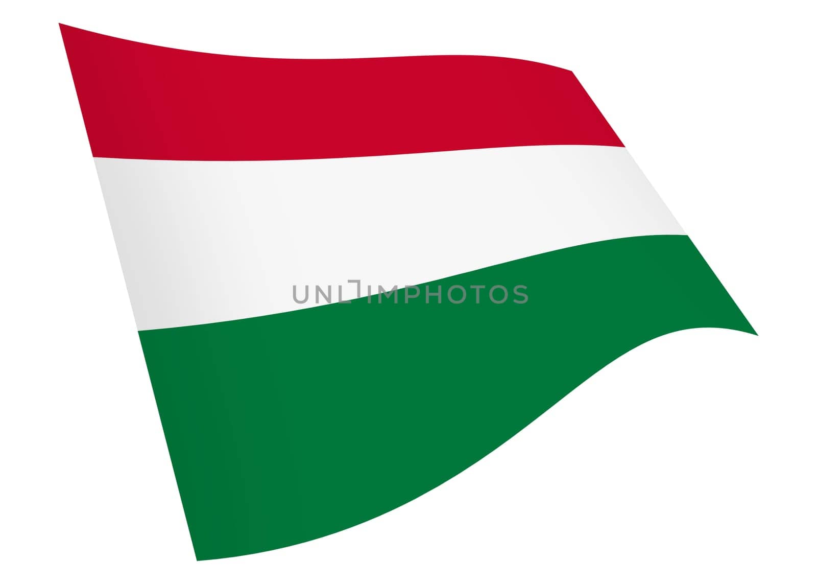 A Hungary waving flag 3d illustration isolated on white with clipping path