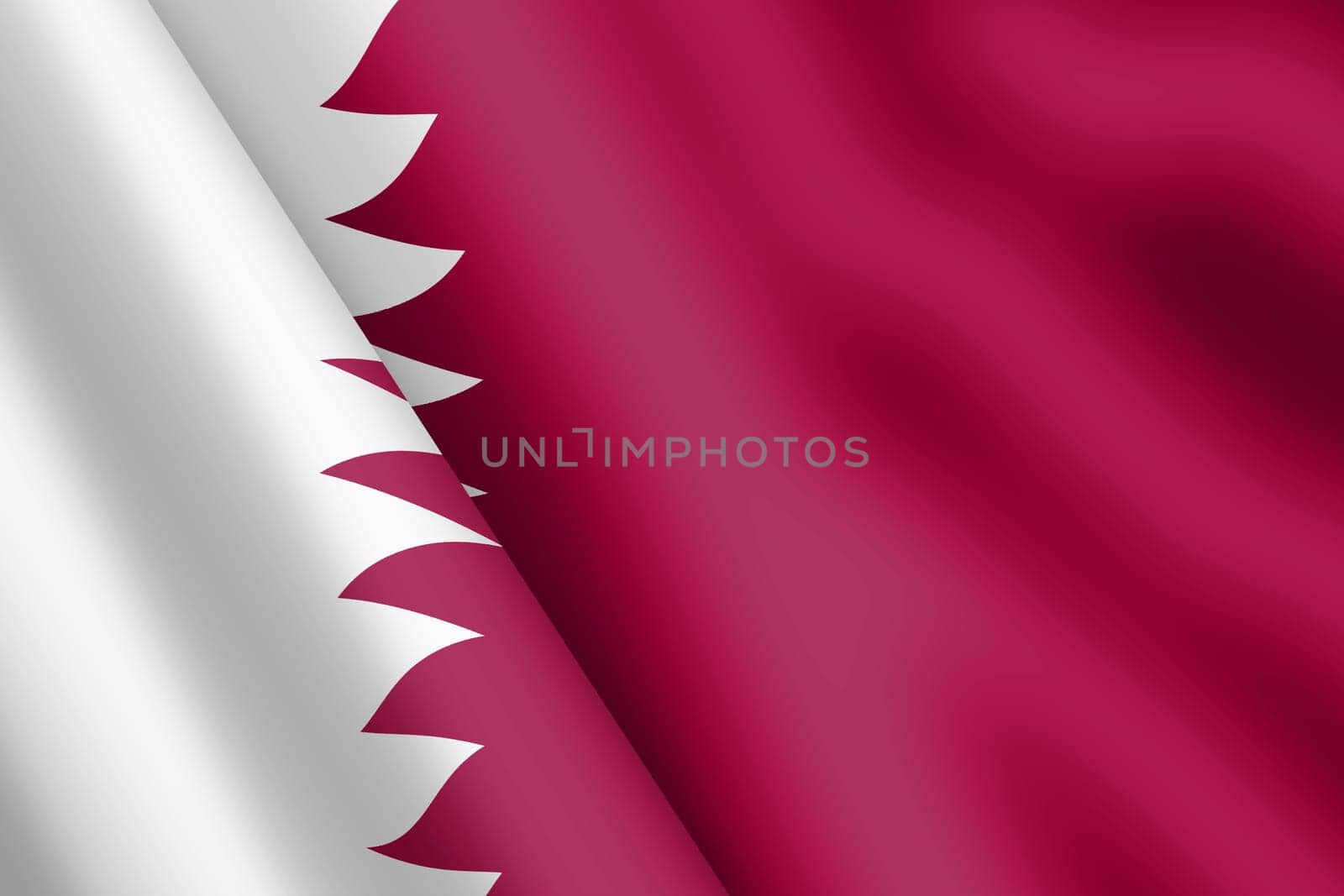 A Qatar waving flag 3d illustration wind ripple