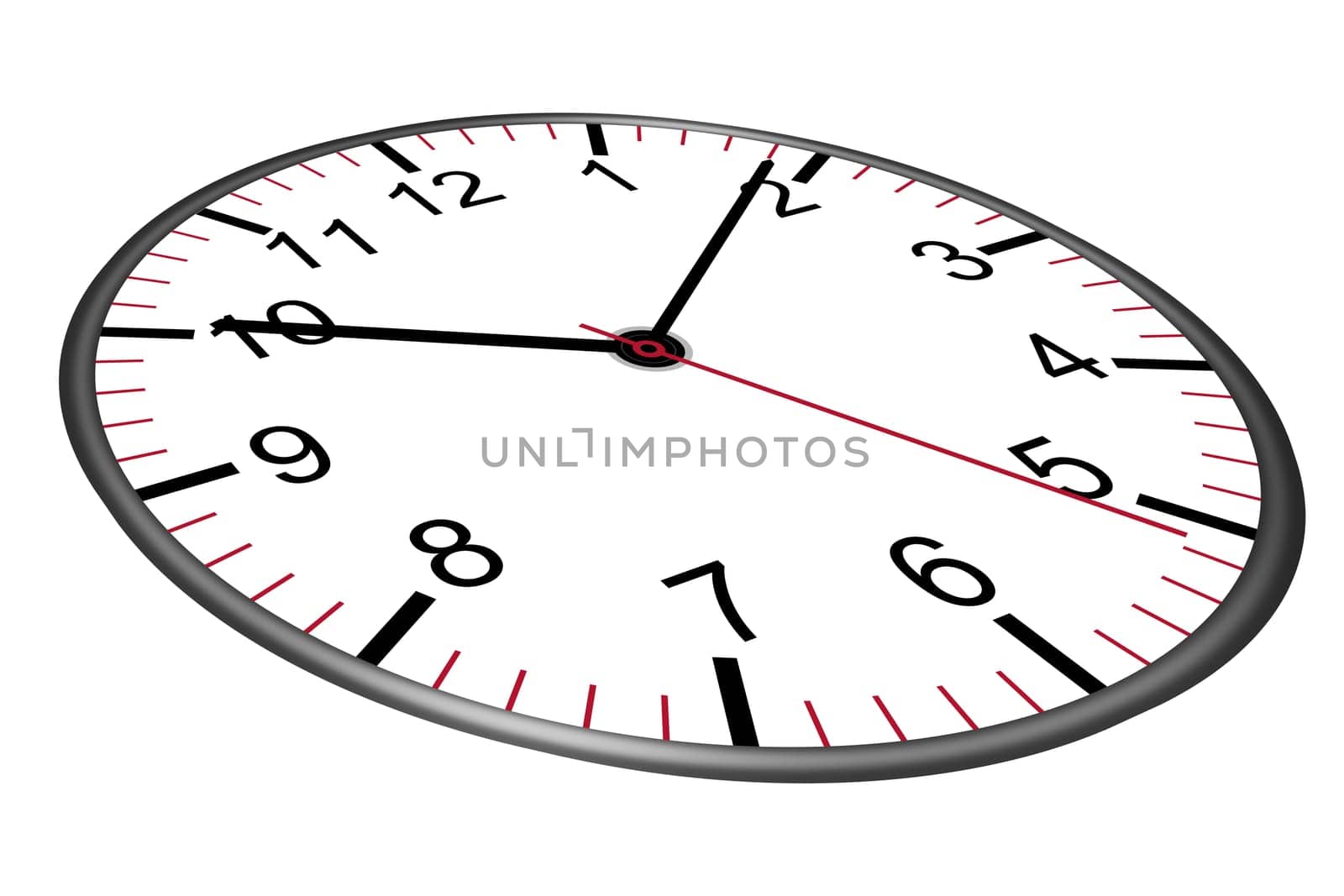 A clock face illustration with second minute hour hands