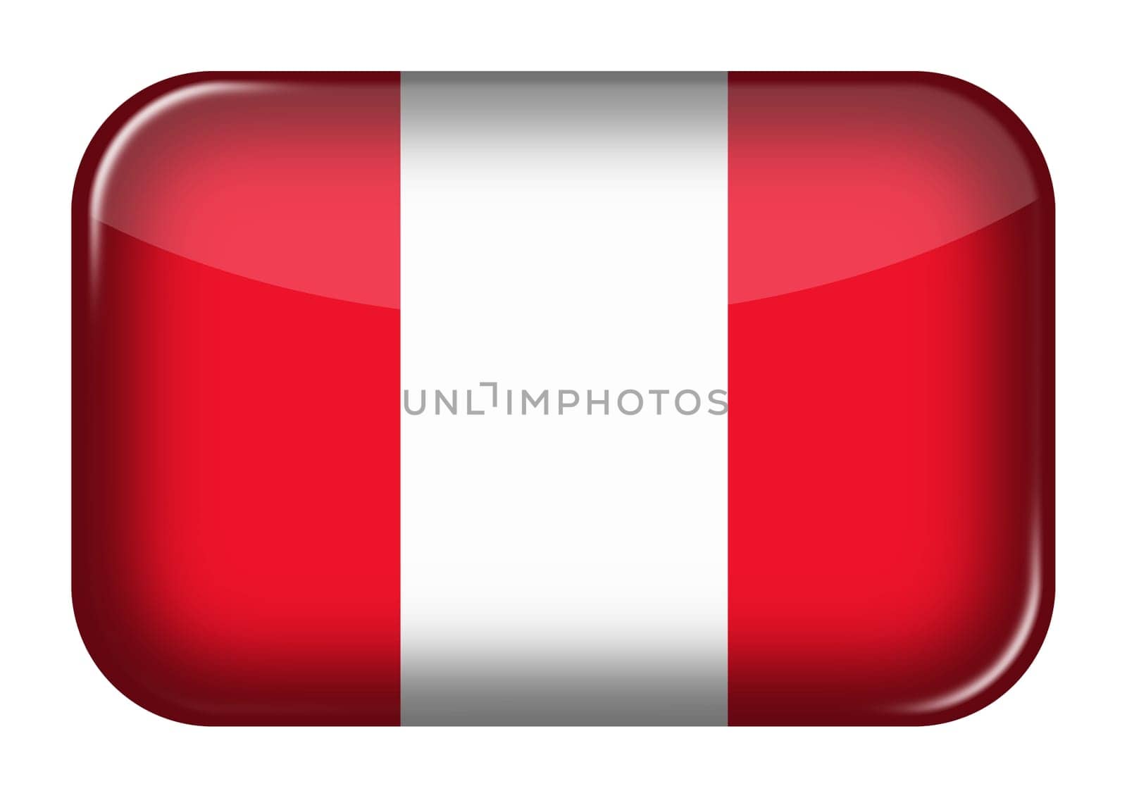 A Peru web icon rectangle button with clipping path 3d illustration
