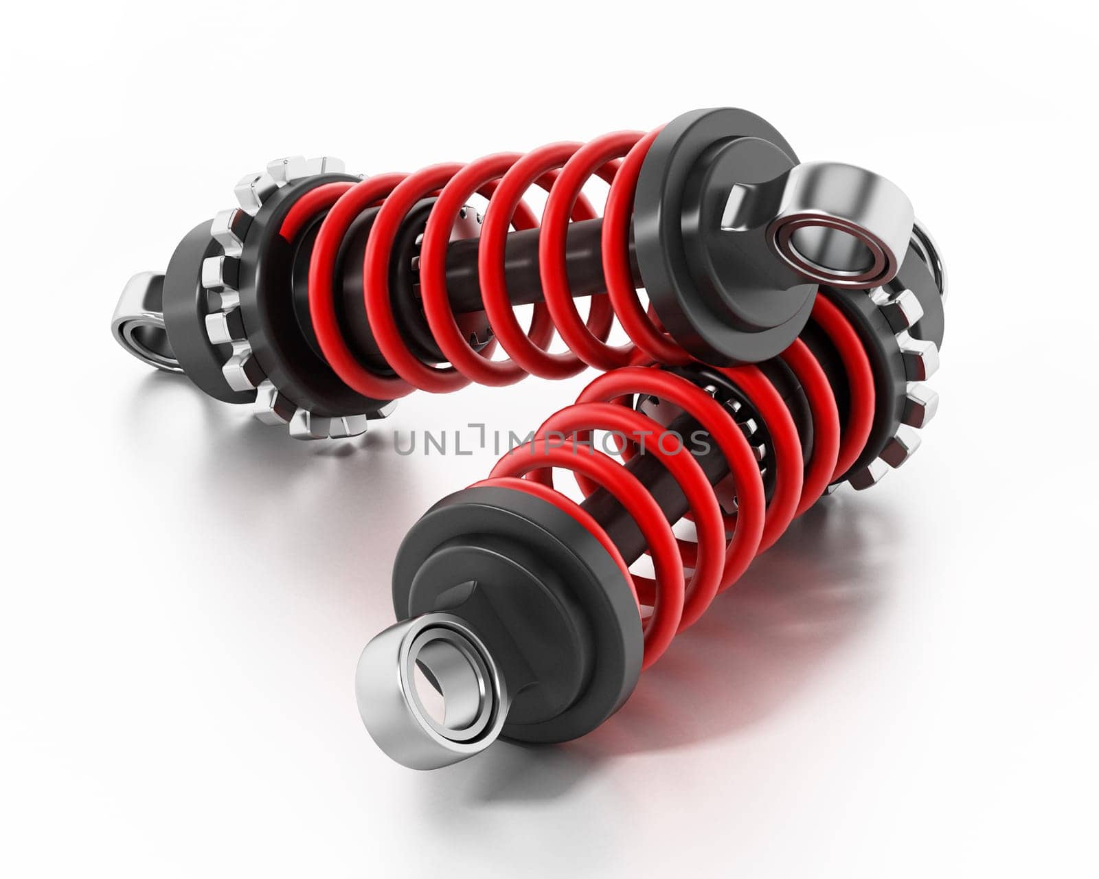 Shock absorbers isolated on white background. 3D illustration.