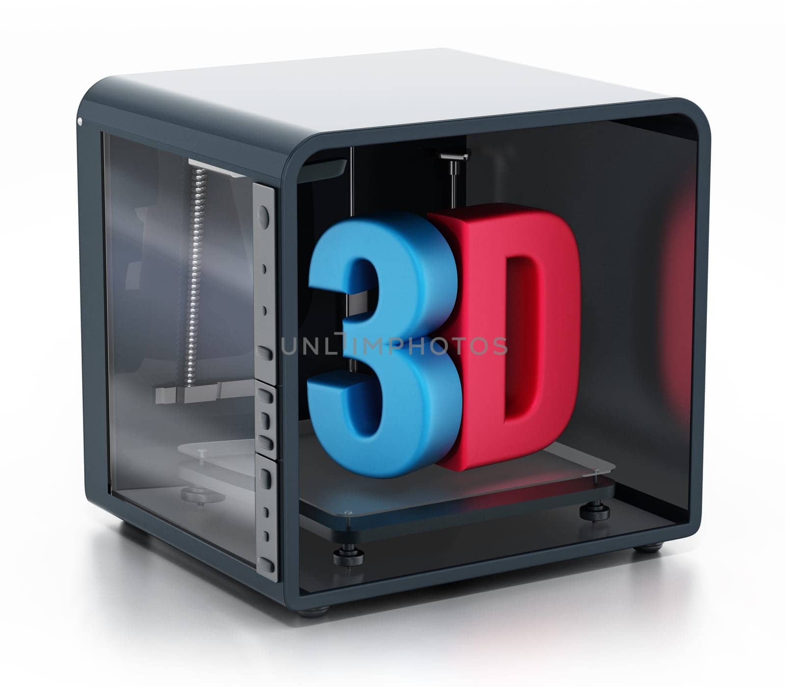 3D printer isolated on white background. 3D illustration.