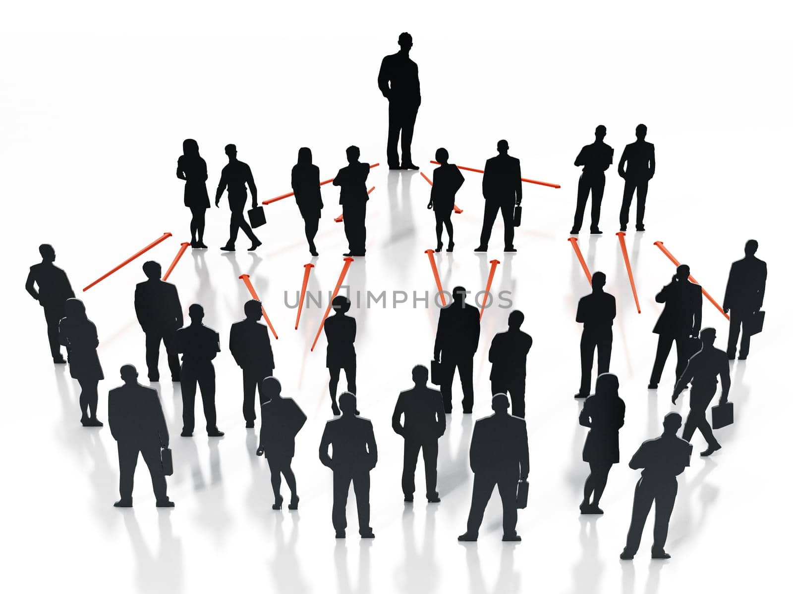 Organisation scheme of business part. 3D illustration.