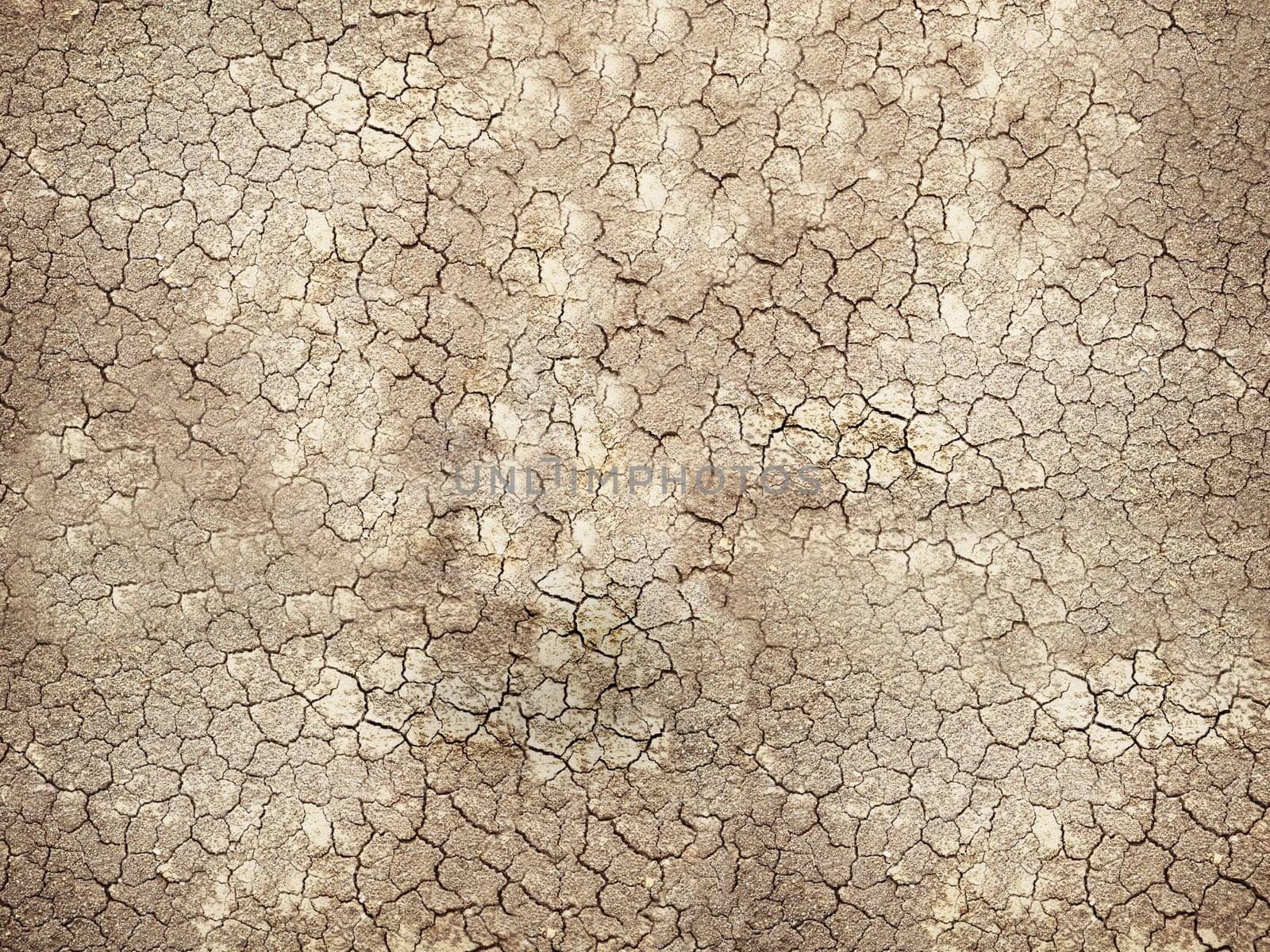 Cracked desert soil, view from top angle. 3D illustration.